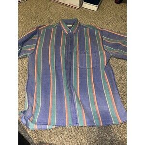 Windsor Shirt Company VTG Mens Striped Multicolored Button Down Short Sleeve XL